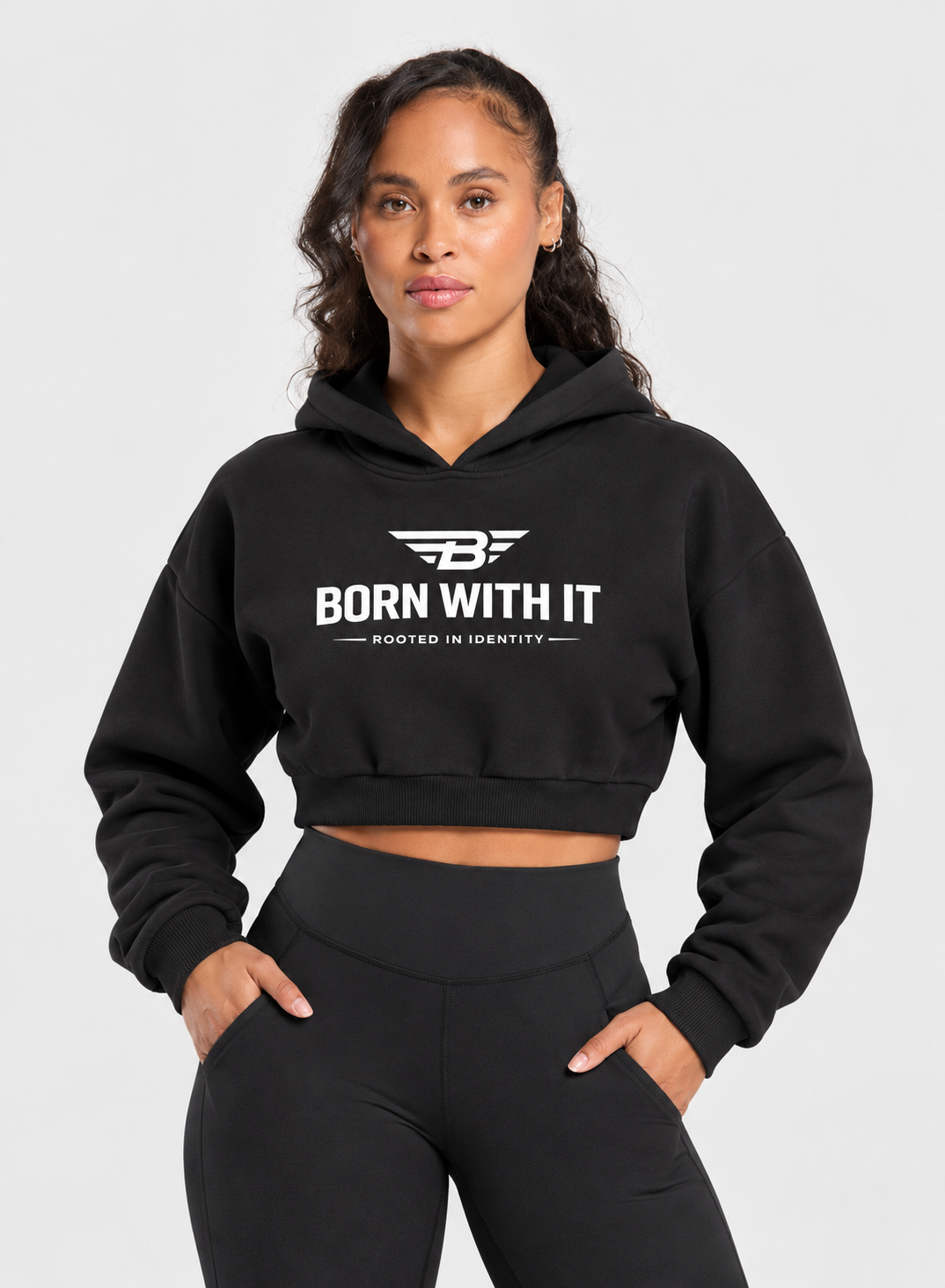 BORN WITH IT™ ESSENTIAL CROPPED HOODIE