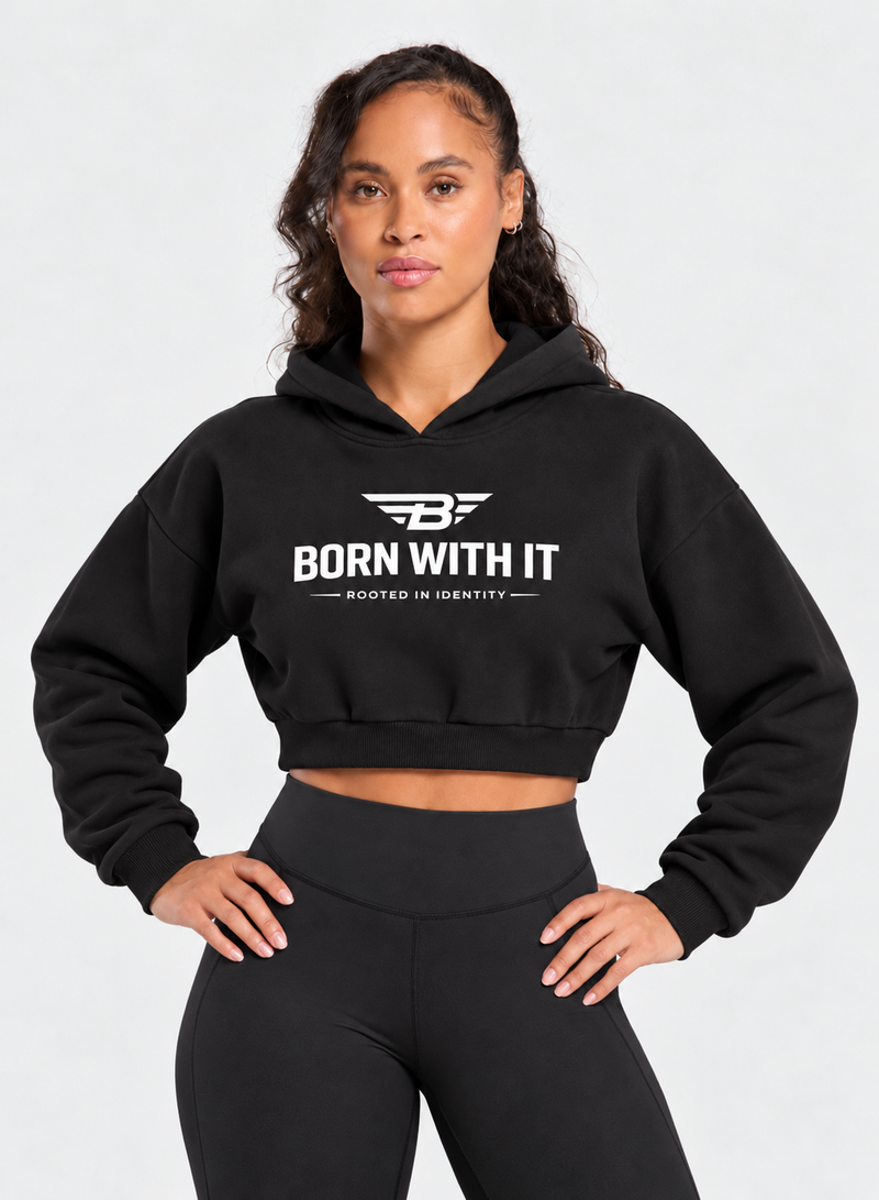 SWEAT À CAPUCHE COURT | NÉE AVEC. PORTE TA VÉRITÉ.