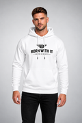 SUDADERA CON CAPUCHA DE FELPA BLANCA ESTILO URBANO | BORN WITH IT BY DESIGN