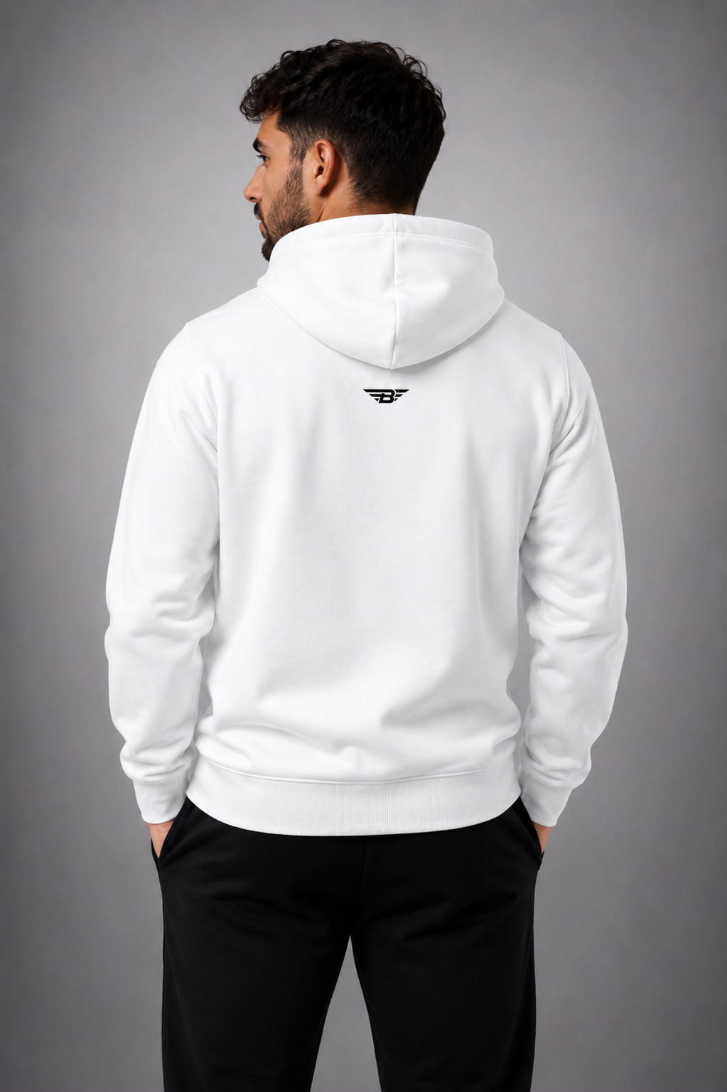 WHITE FLEECE HOODIE BORN WITH IT™ DESIGN