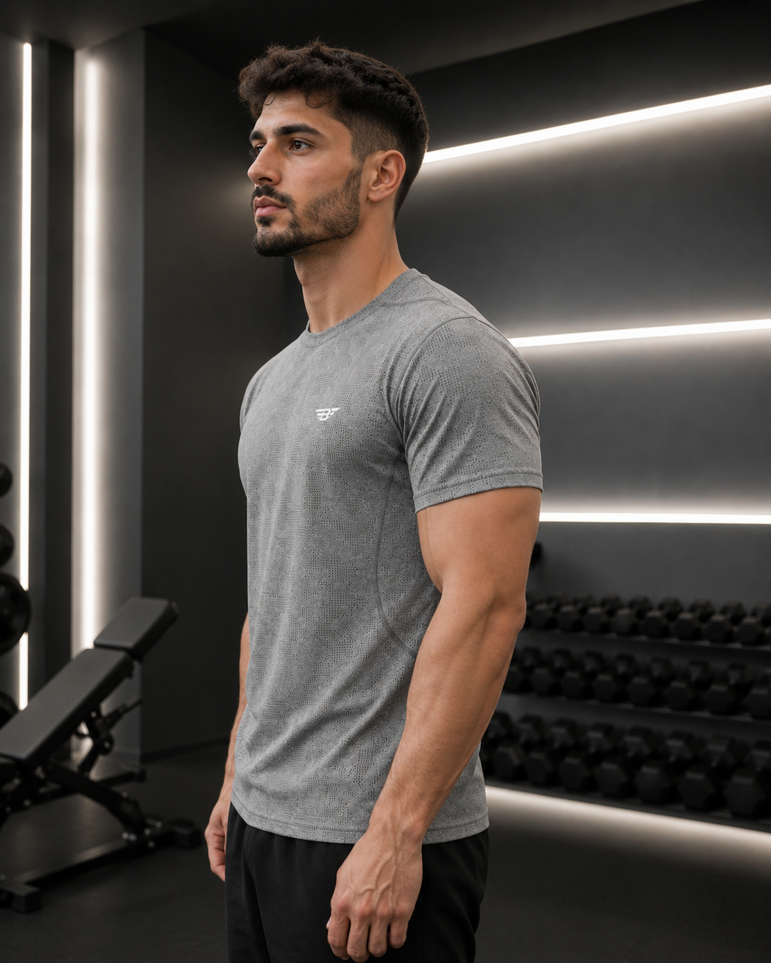 MEN'S JACQUARD SLIM MESH T-SHIRT