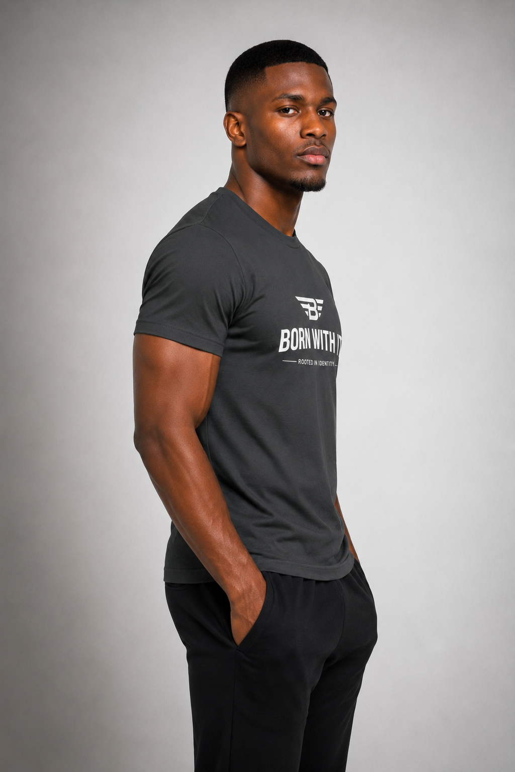 BORN WITH IT™ SLIM FIT T- SHIRT  [Carbon Grey]