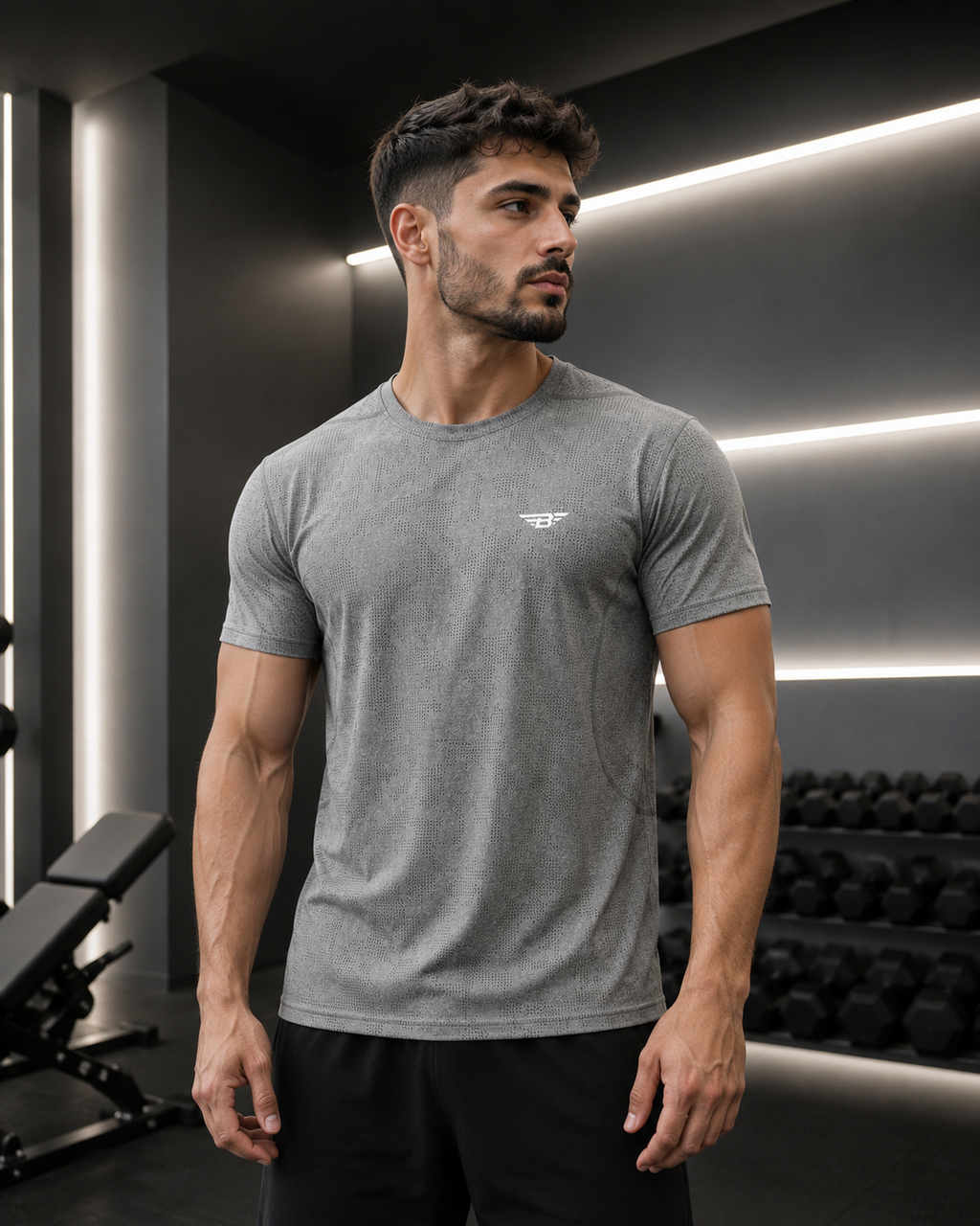 MEN'S JACQUARD SLIM MESH T-SHIRT